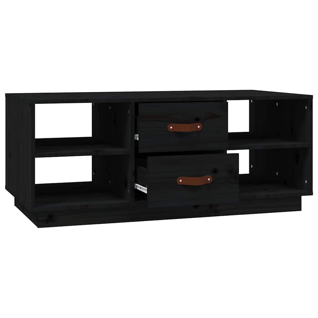818274 vidaXL Coffee Table Black 100x50x41 cm Solid Wood Pine