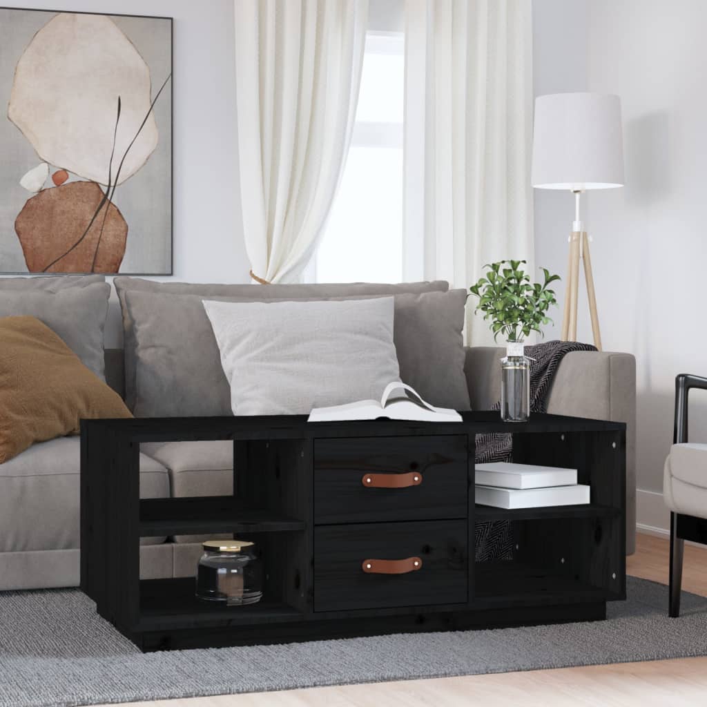 818274 vidaXL Coffee Table Black 100x50x41 cm Solid Wood Pine