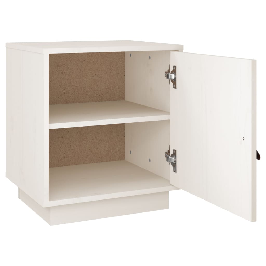 Bedside Cabinet White 40x34x45 cm Solid Wood Pine
