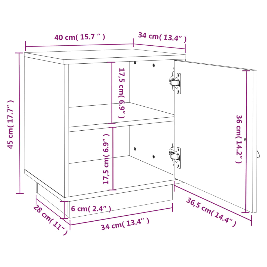 Bedside Cabinets 2 pcs White 40x34x45 cm Solid Wood Pine