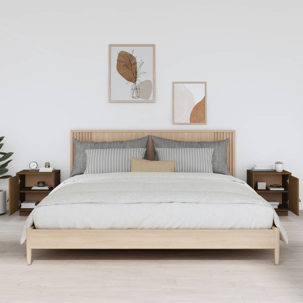 Bedside Cabinets 2 pcs Honey Brown 40x34x45 cm Solid Wood Pine