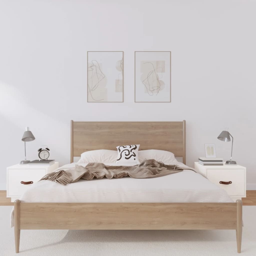 Bedside Cabinets 2 pcs White 40x34x35 cm Solid Wood Pine