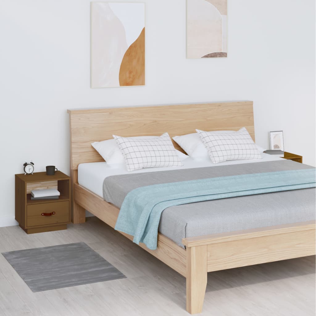 Bedside Cabinets 2 pcs Honey Brown 40x34x45 cm Solid Wood Pine