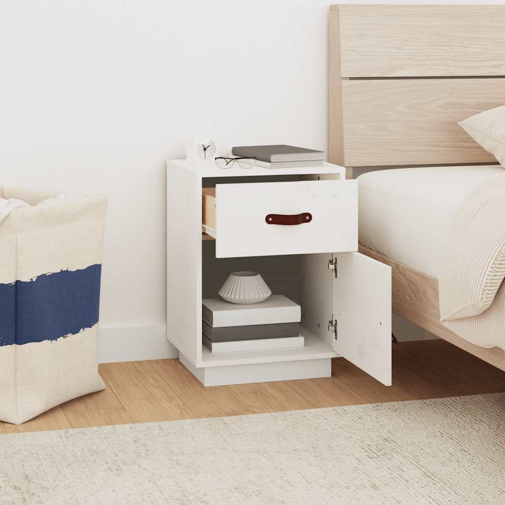 Bedside Cabinet White 40x34x55 cm Solid Wood Pine