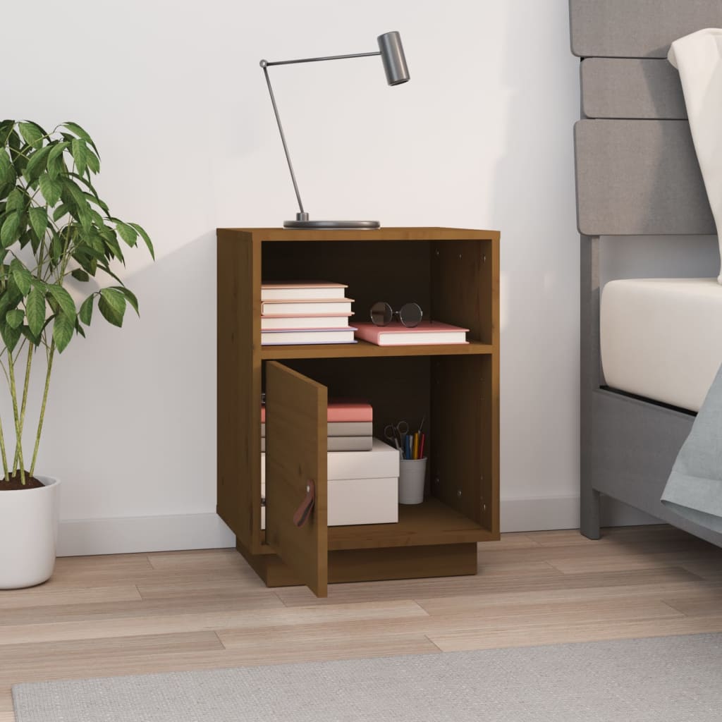 Bedside Cabinet Honey Brown 40x34x55 cm Solid Wood Pine