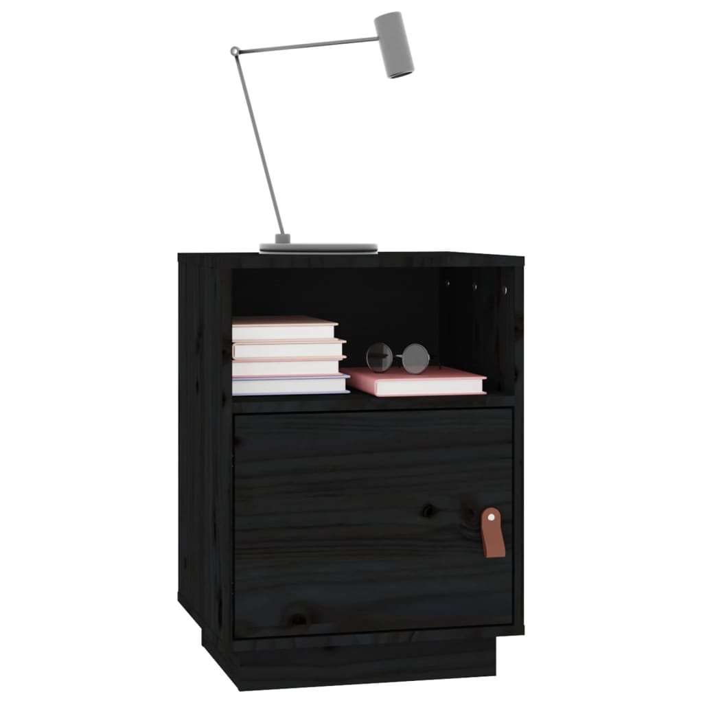 Bedside Cabinets 2 pcs Black 40x34x55 cm Solid Wood Pine