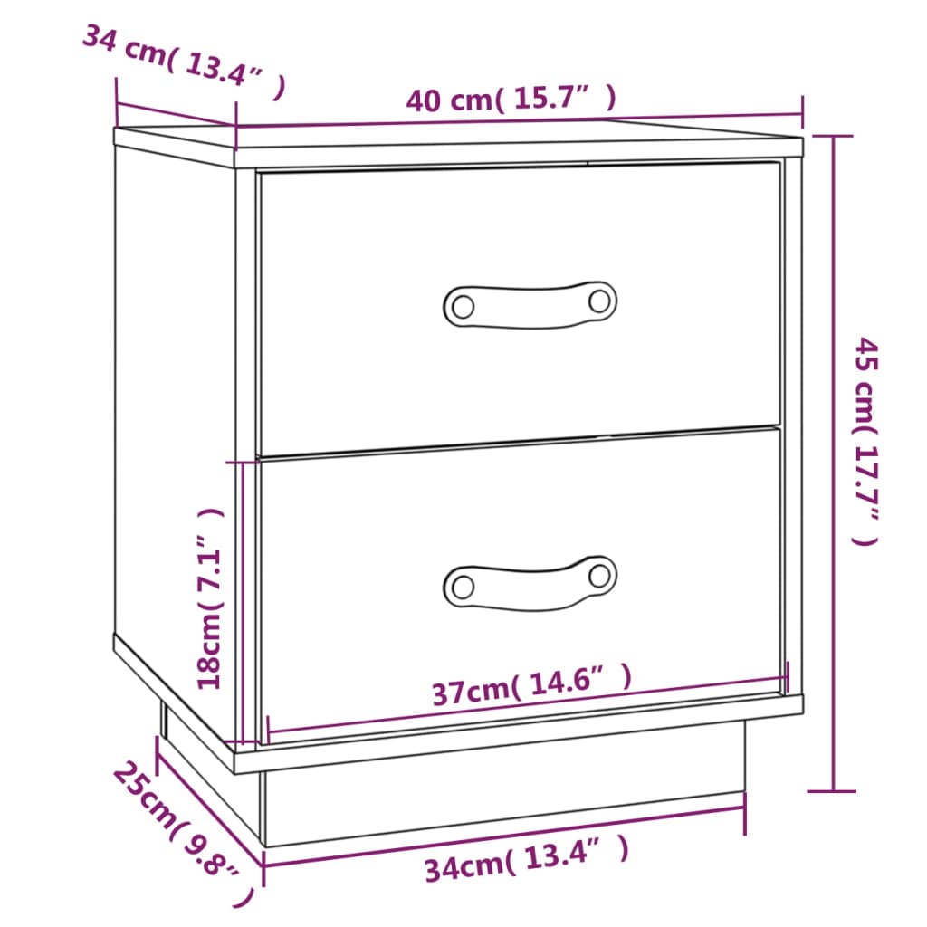 Bedside Cabinets 2 pcs Honey Brown 40x34x45 cm Solid Wood Pine