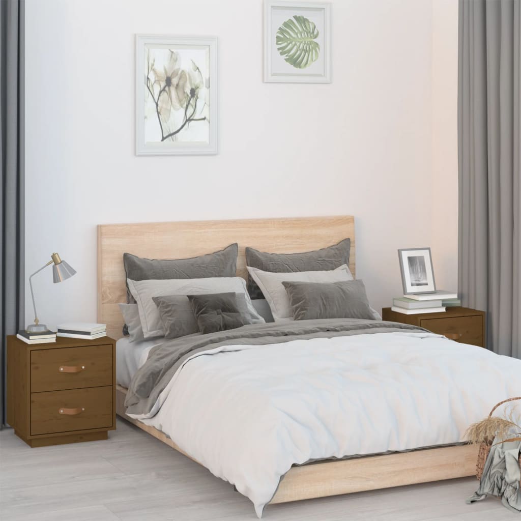 Bedside Cabinets 2 pcs Honey Brown 40x34x45 cm Solid Wood Pine