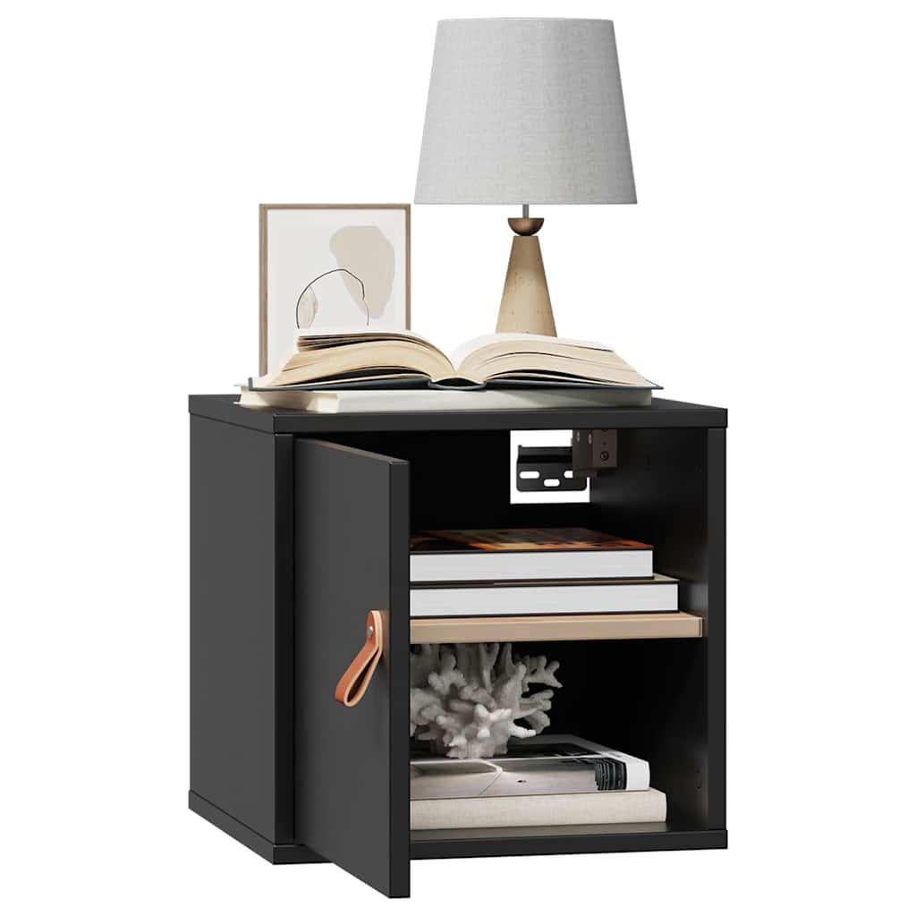 Wall Cabinets 2 pcs Black 31,5x30x30 cm Solid Wood Pine
