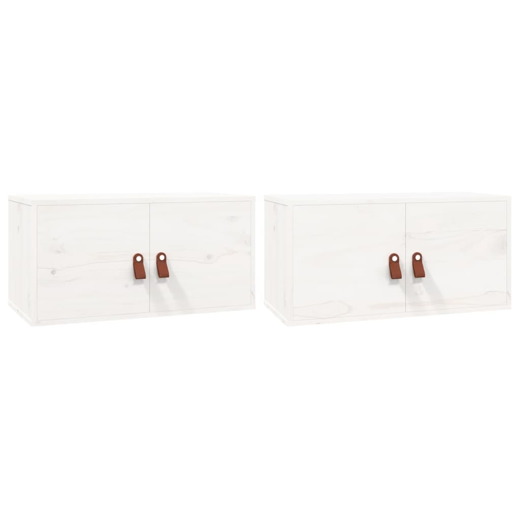 Wall Cabinets 2 pcs White 60x30x30 cm Solid Wood Pine