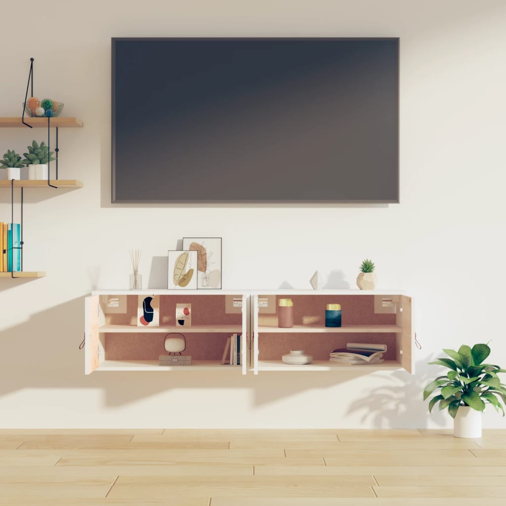 Wall Cabinets 2 pcs White 60x30x30 cm Solid Wood Pine