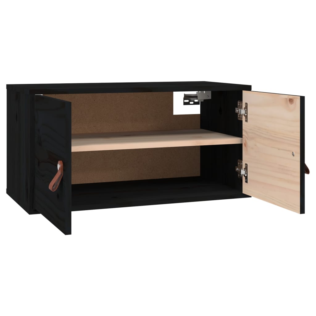 Wall Cabinet | Set of 2 | Black | Solid pinewood, engineered wood