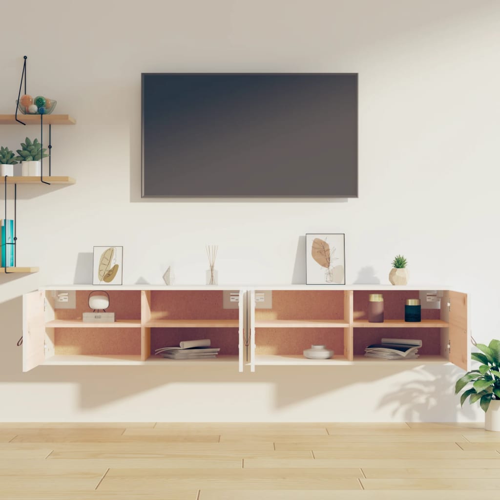 Wall Cabinets 2 pcs White 80x30x30 cm Solid Wood Pine