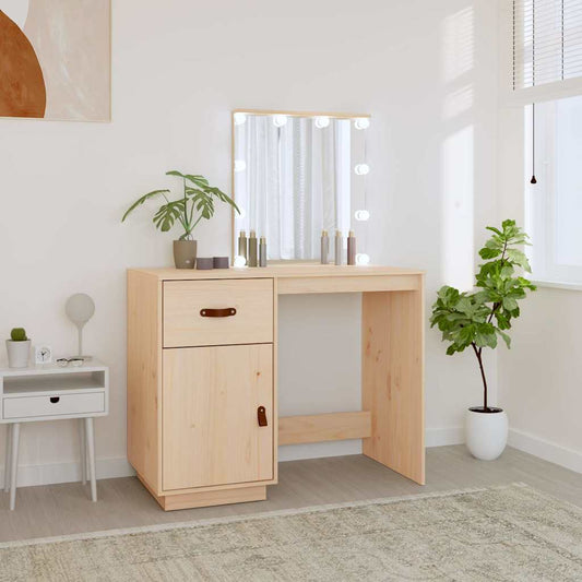 Dressing Table with LED 95x50x133,5 cm Solid Wood Pine