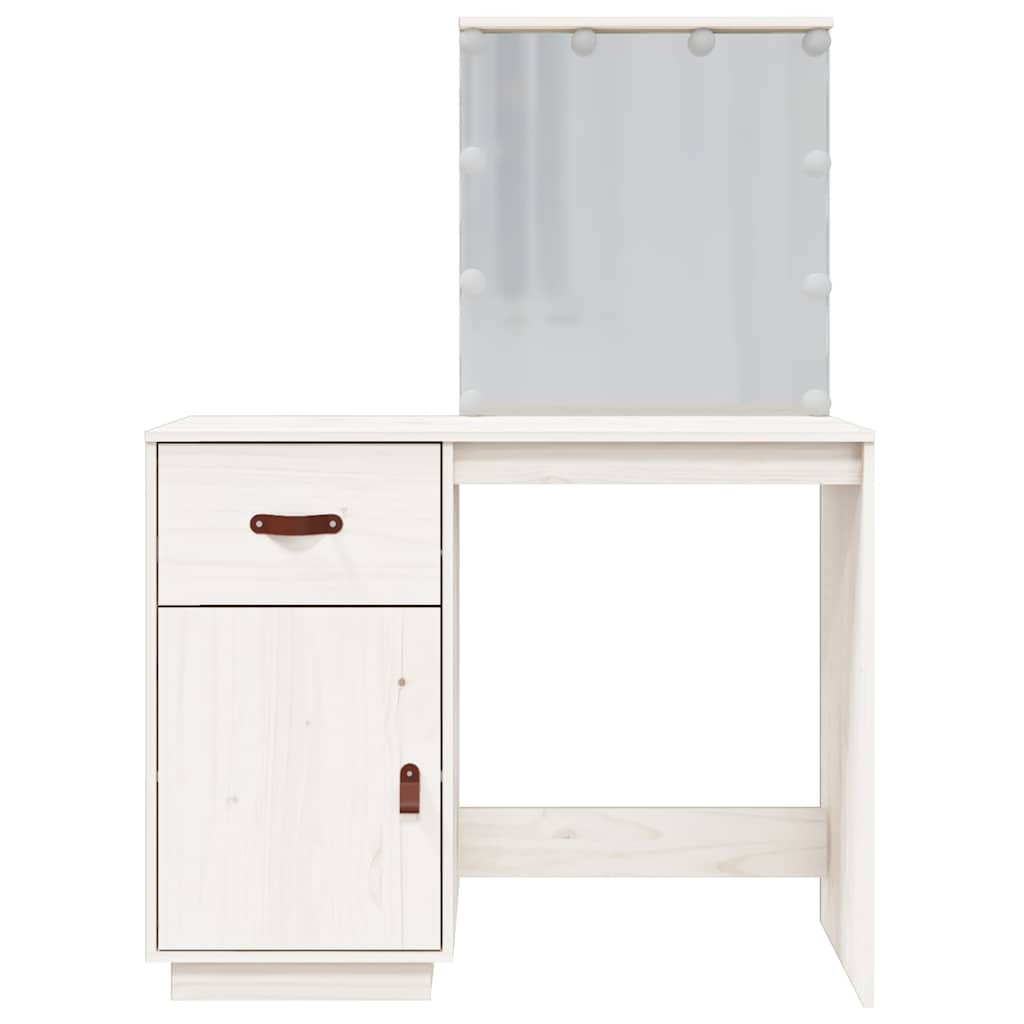 Dressing Table with LED White 95x50x133,5 cm Solid Wood Pine