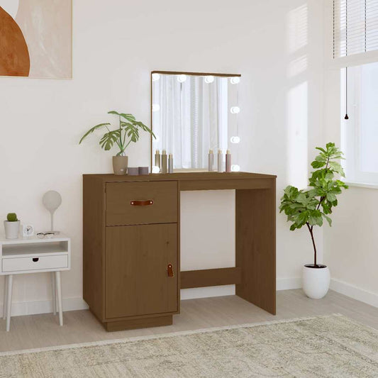 Dressing Table with LED Honey Brown 95x50x133.5 cm
