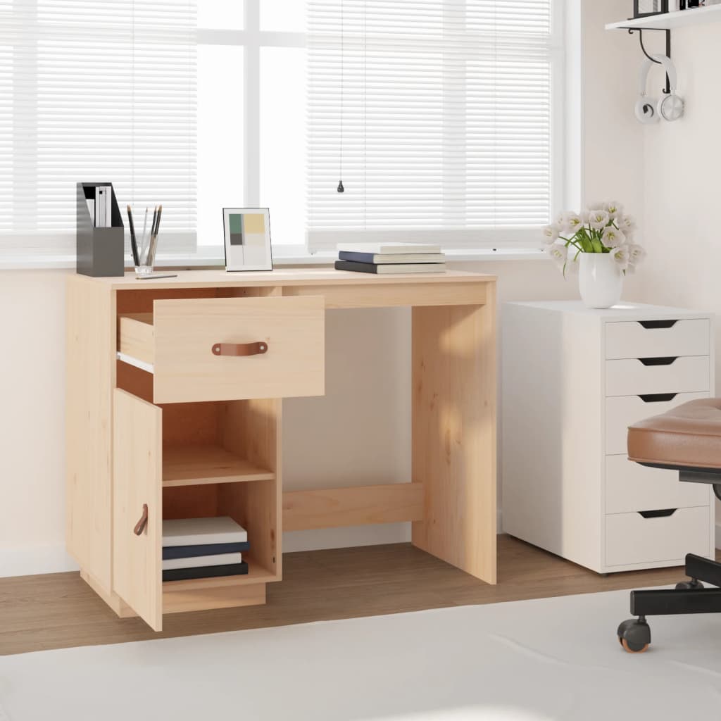 vidaXL Desk 95x50x75 cm Solid Wood Pine