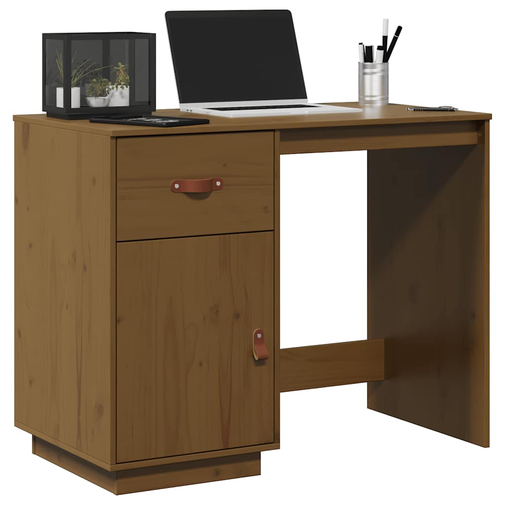 vidaXL Desk Honey Brown 95x50x75 cm Solid Wood Pine