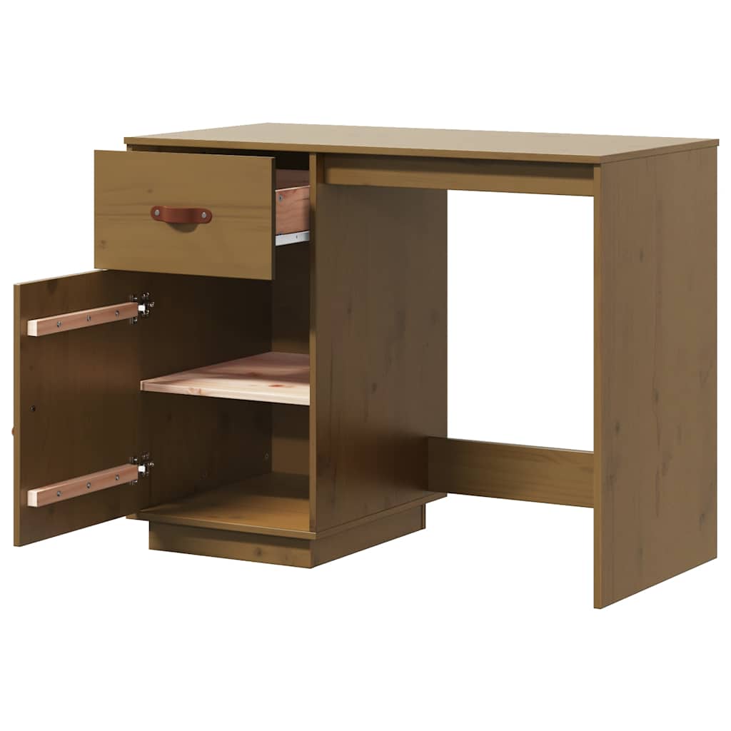 vidaXL Desk Honey Brown 95x50x75 cm Solid Wood Pine