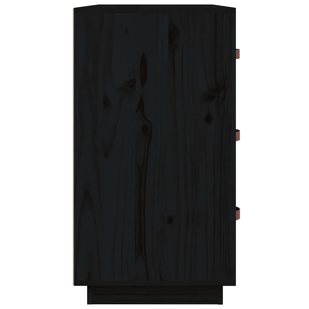 Sideboard Black 80x40x75 cm Solid Wood Pine