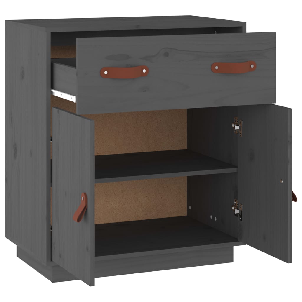 Sideboard Grey 65.5x40x75 cm Solid Wood Pine
