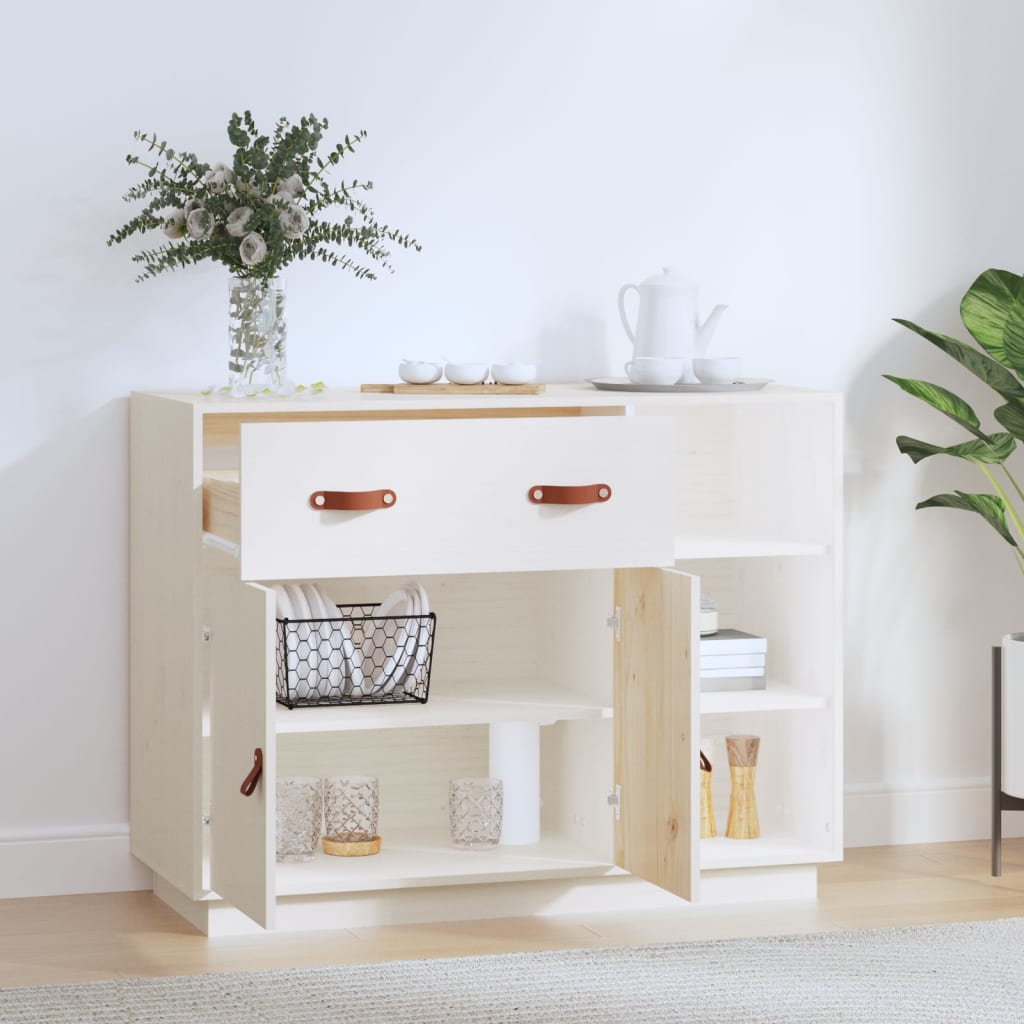 vidaXL Sideboard White 98.5x40x75 cm Solid Wood Pine