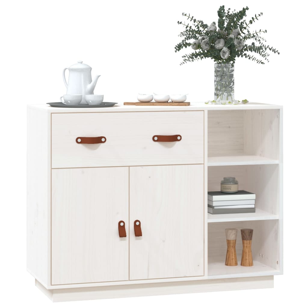 vidaXL Sideboard White 98.5x40x75 cm Solid Wood Pine