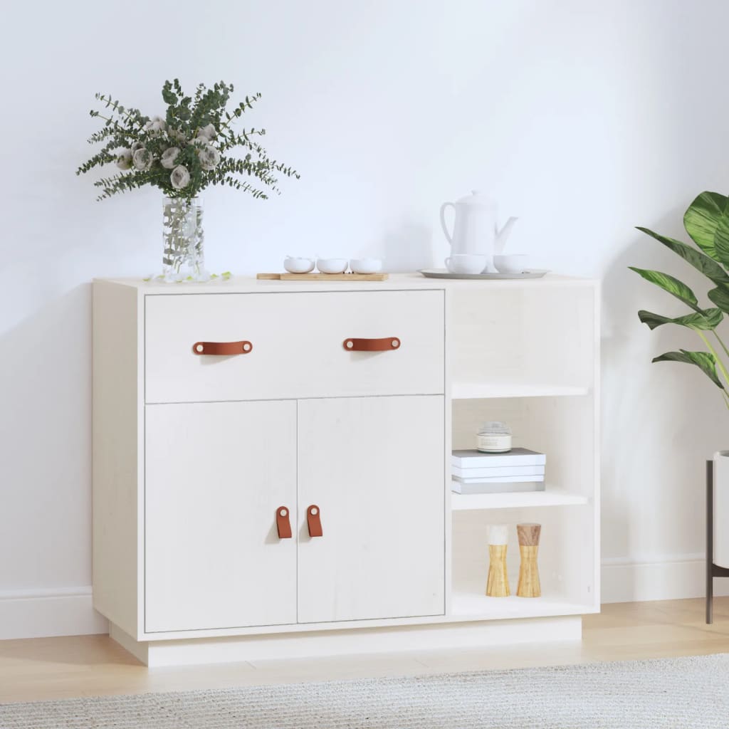 vidaXL Sideboard White 98.5x40x75 cm Solid Wood Pine