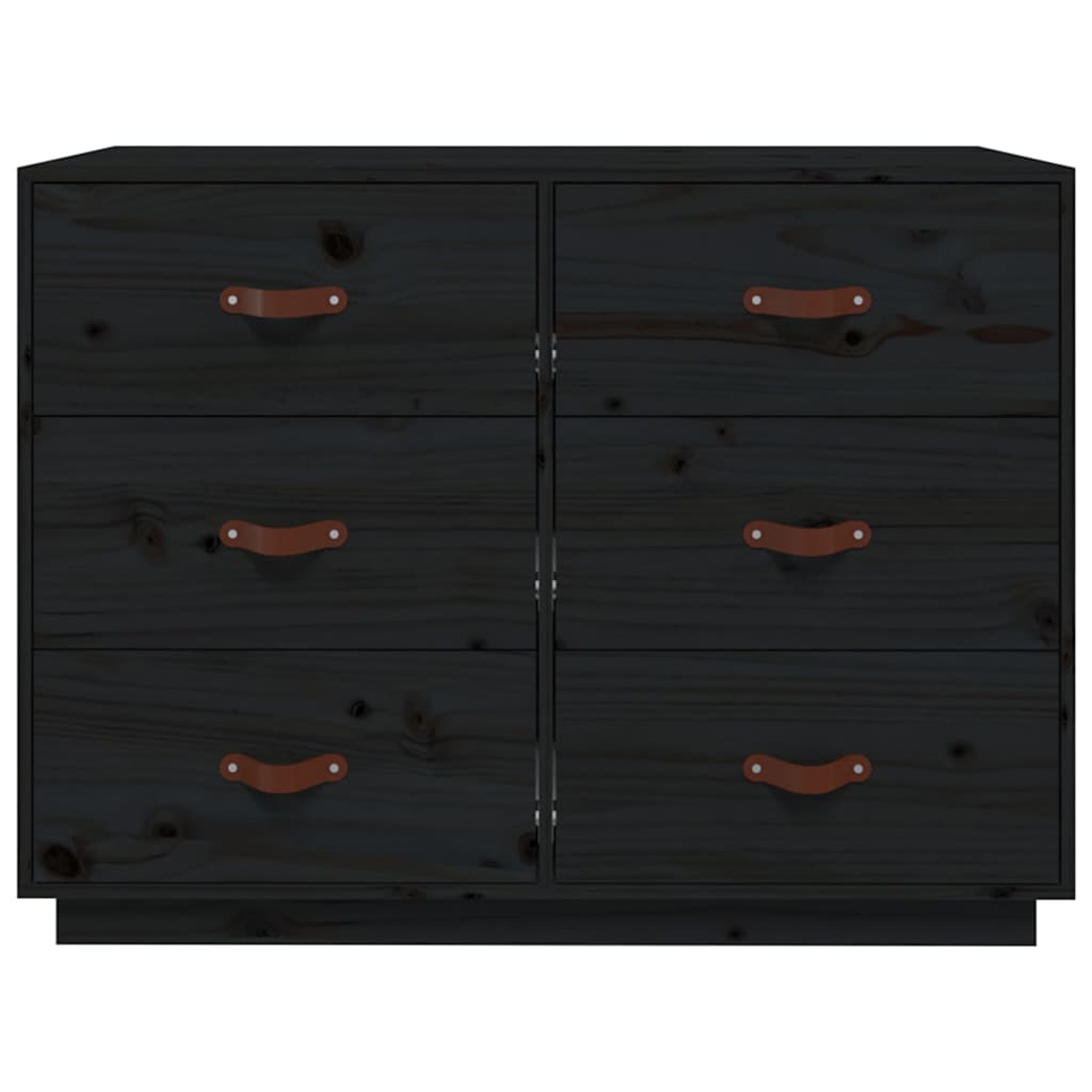 Sideboard Black 100x40x75 cm Solid Wood Pine