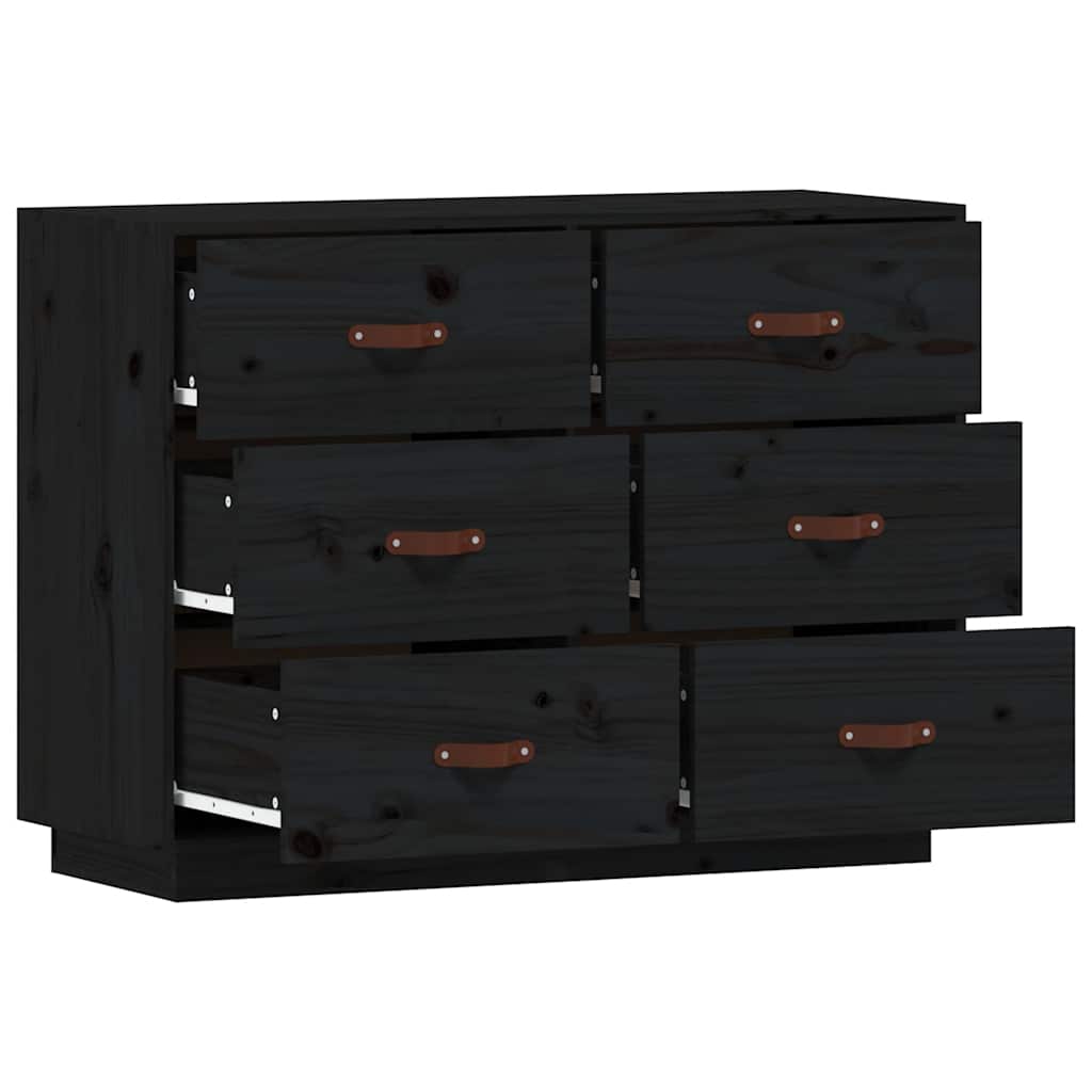Sideboard Black 100x40x75 cm Solid Wood Pine