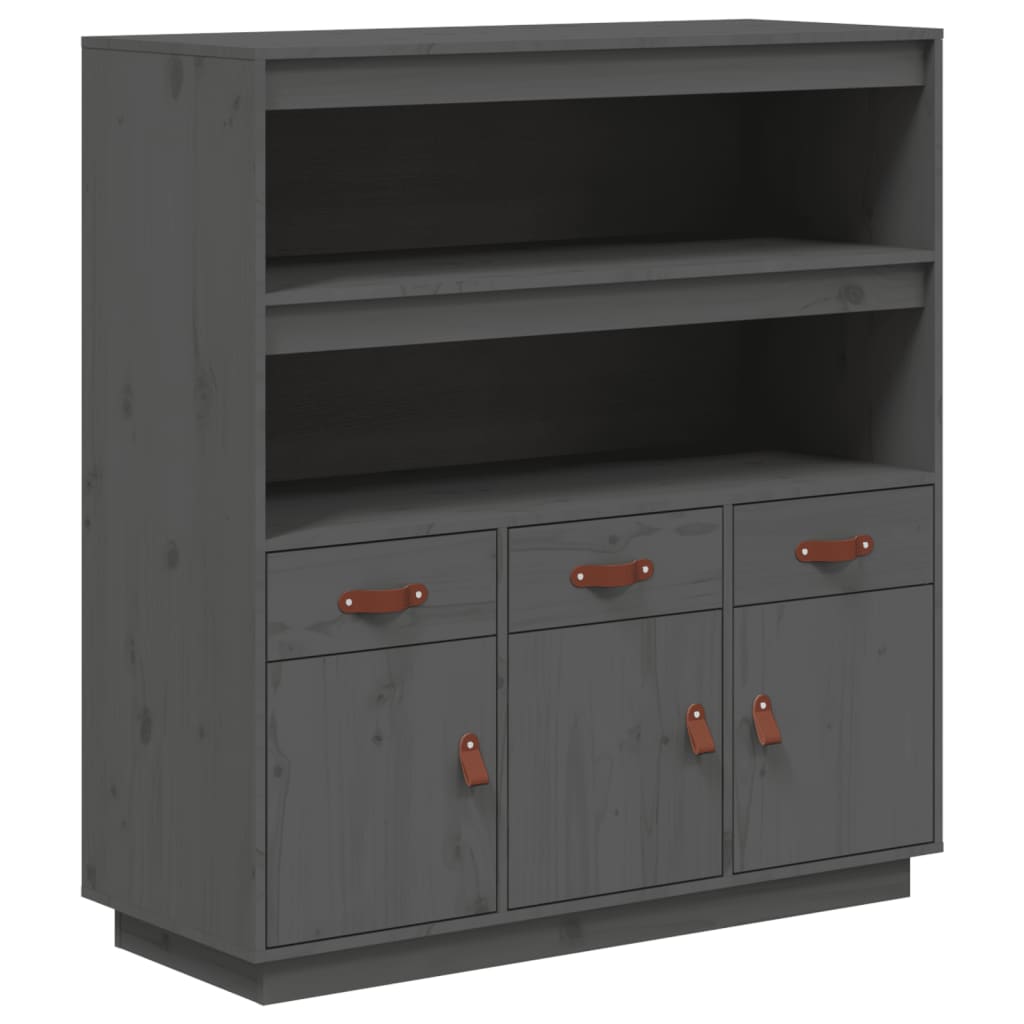 vidaXL Highboard Grey 100x40x108.5 cm Solid Wood Pine