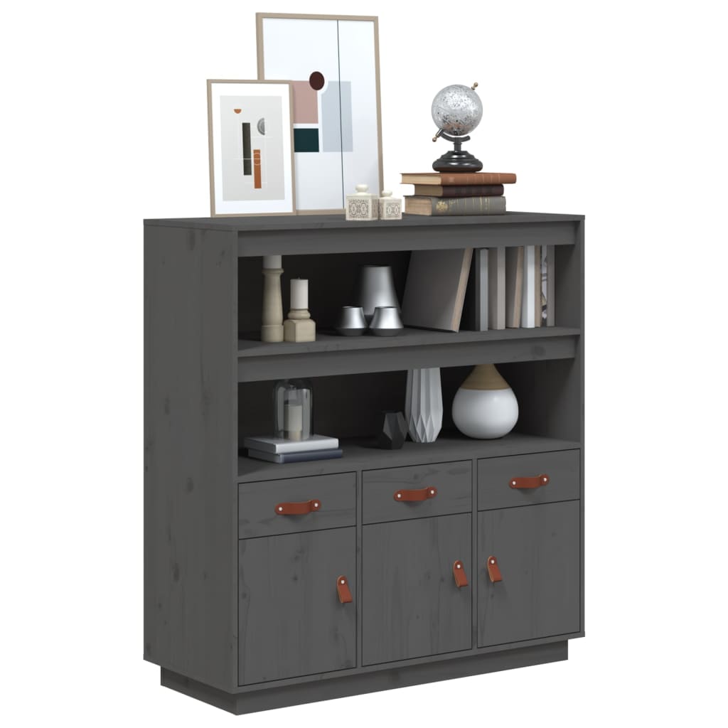 vidaXL Highboard Grey 100x40x108.5 cm Solid Wood Pine