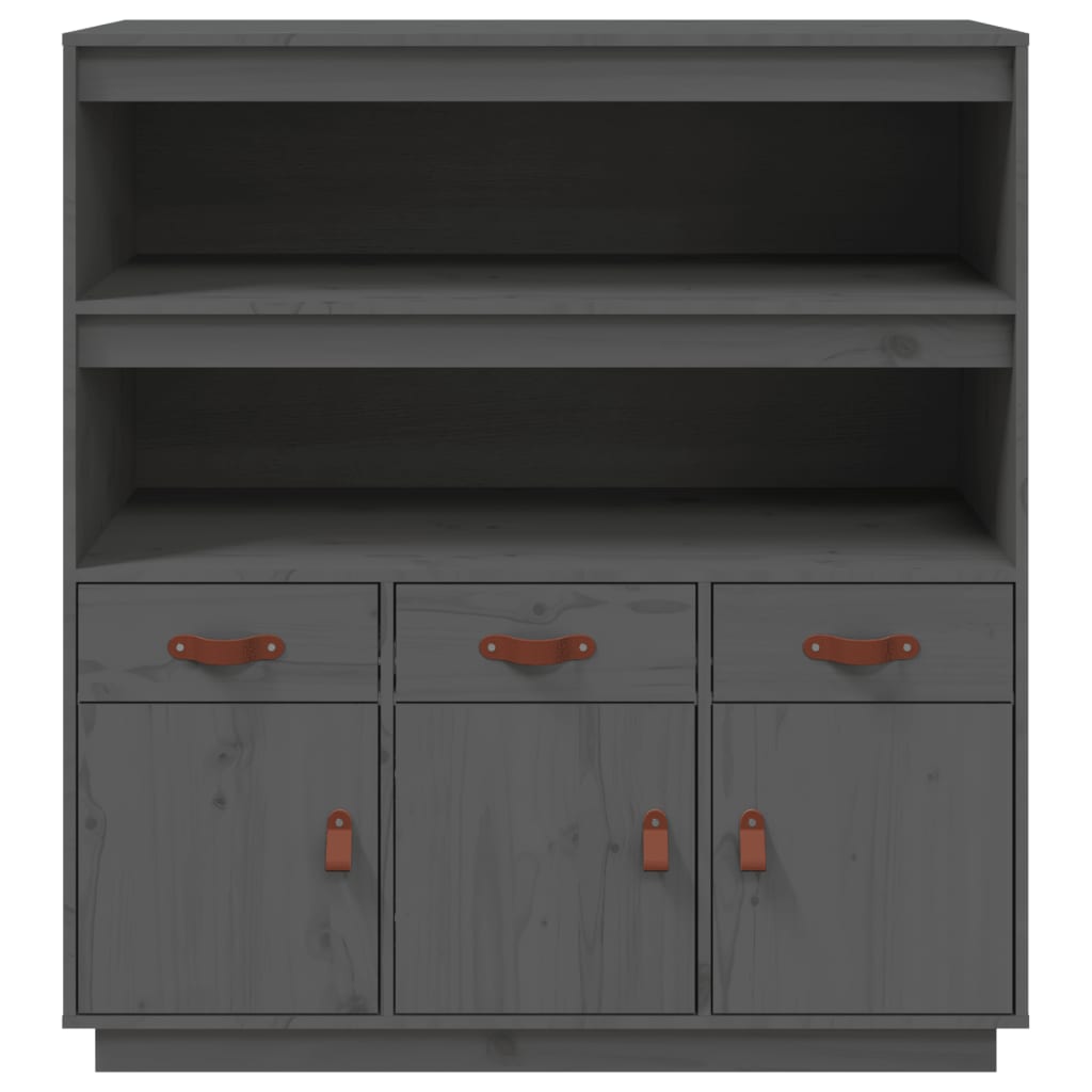 Highboard grijs 100x40x108,5 cm massief grenenhout