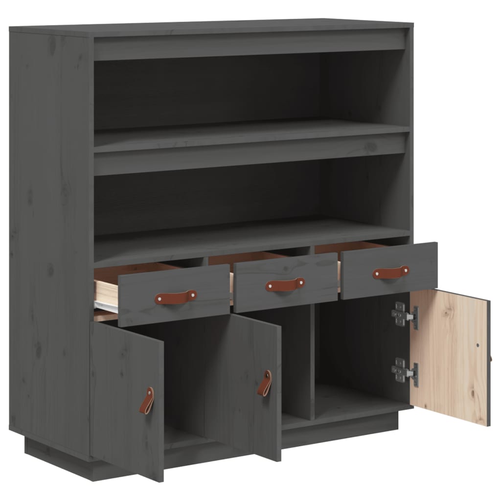 Highboard grijs 100x40x108,5 cm massief grenenhout