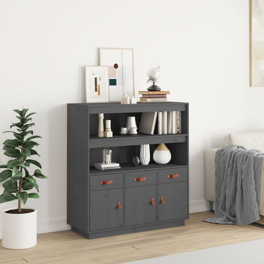 vidaXL Highboard Grey 100x40x108.5 cm Solid Wood Pine