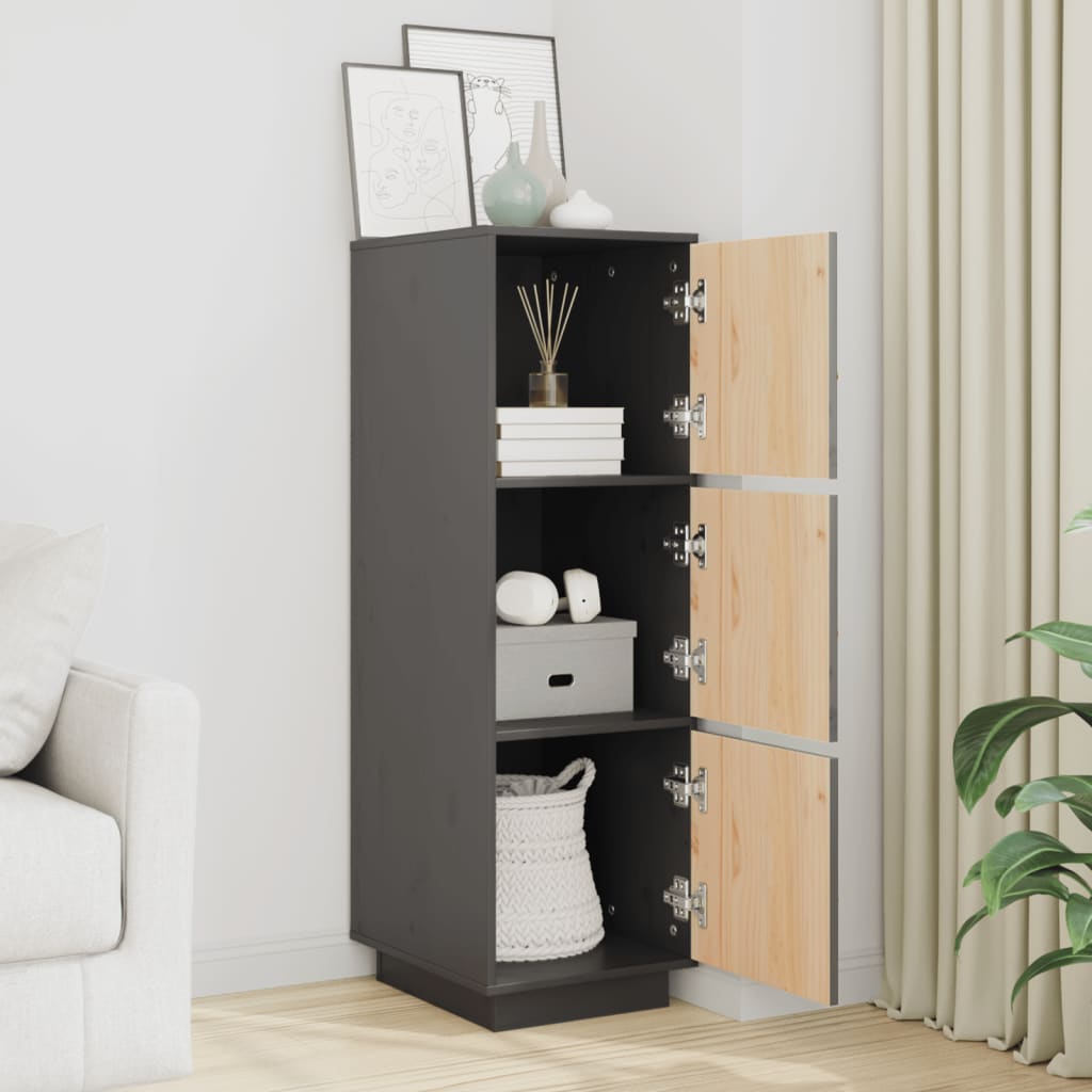 Highboard Grey 34x40x108.5 cm Solid Wood Pine