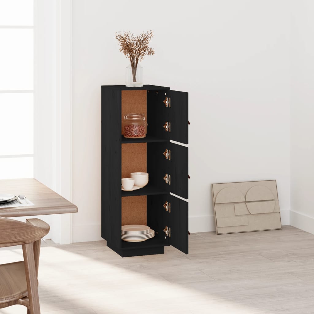 Buffet Noir 34x40x108,5 cm Bois Massif Pin