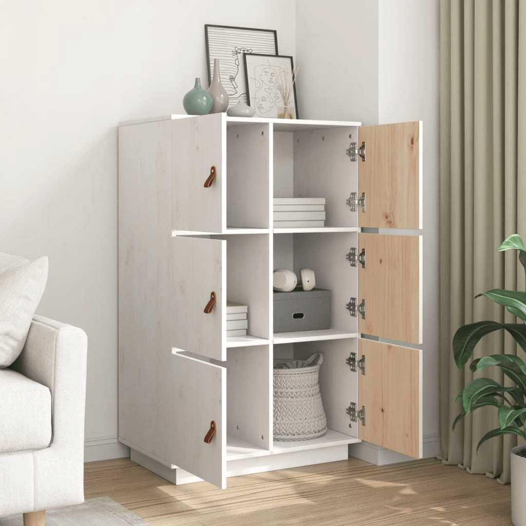 Highboard White 67x40x108.5 cm Solid Wood Pine