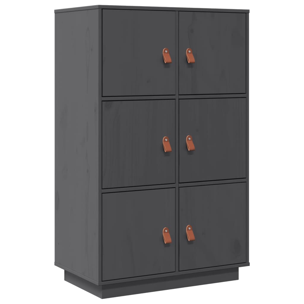 Highboard grijs 67x40x108,5 cm massief grenenhout