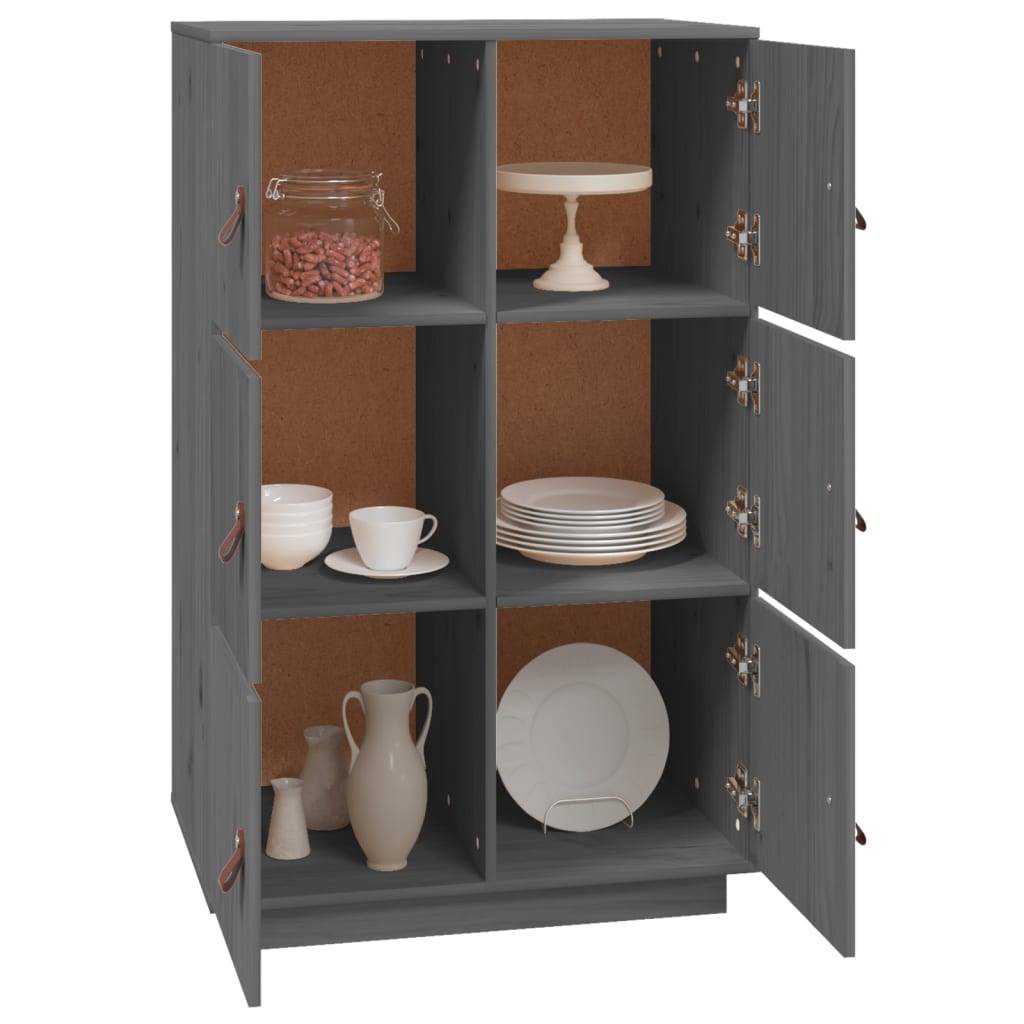 Buffet Gris 67x40x108,5 cm Bois Massif Pin