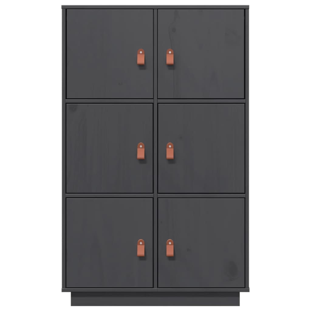 Highboard grijs 67x40x108,5 cm massief grenenhout