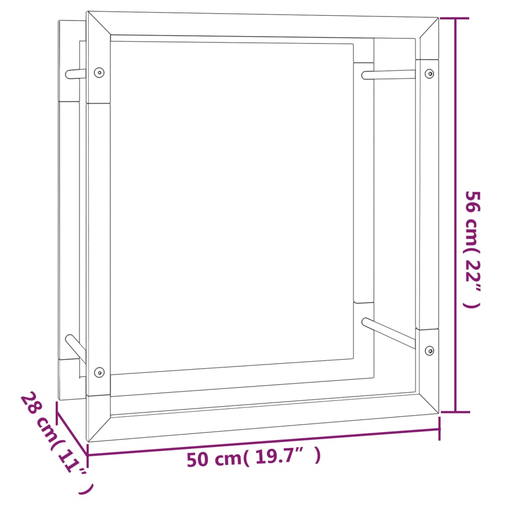 vidaXL Firewood Rack Matt Black 50x28x56 cm Steel