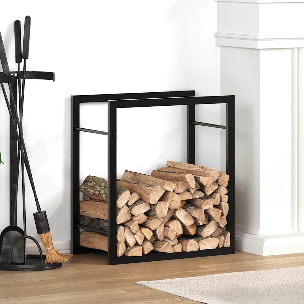 Firewood Rack Matt Black 50x28x56 cm Steel