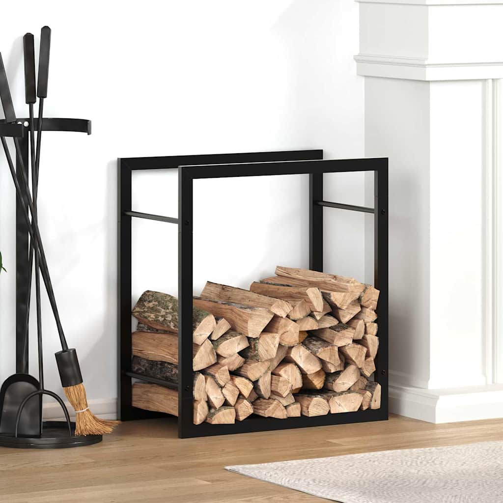 Firewood Rack Matt Black 50x28x56 cm Steel