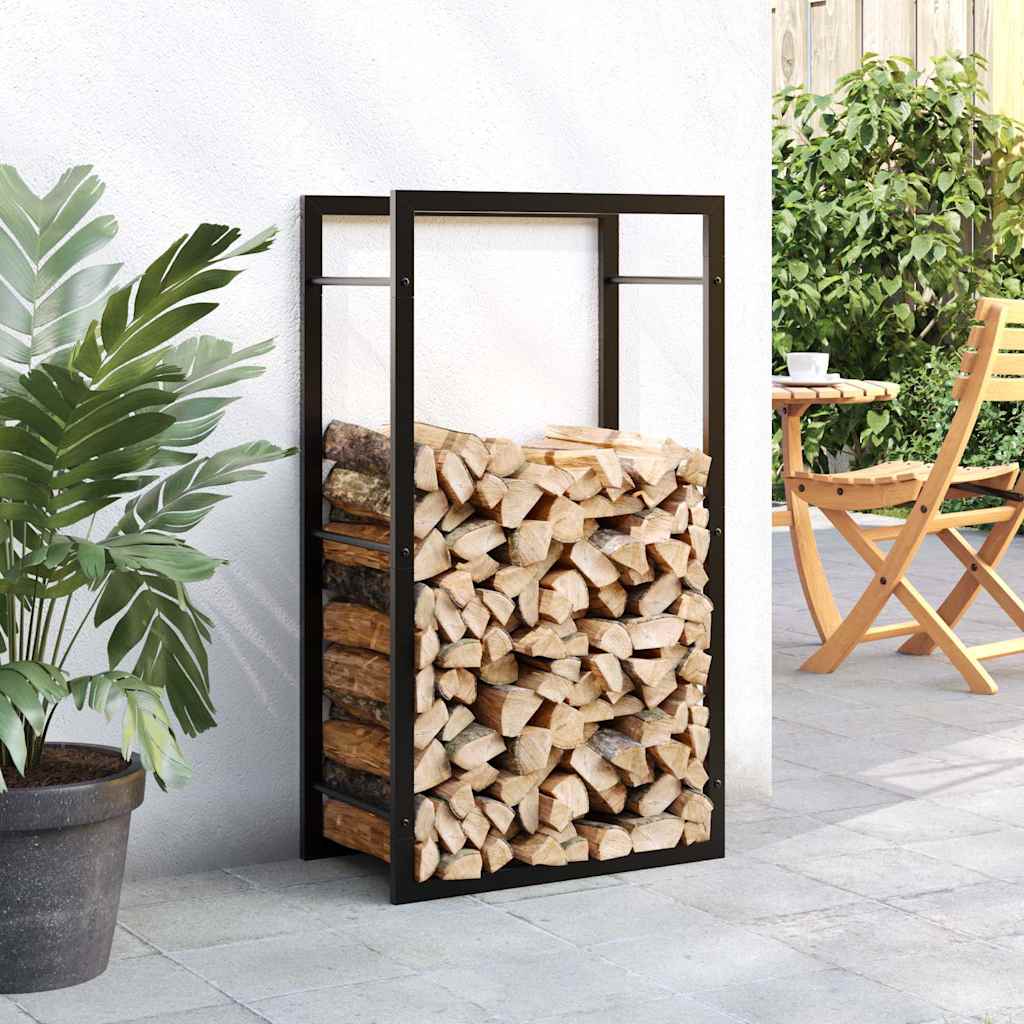 Firewood Rack Matt Black 50x28x94 cm Steel