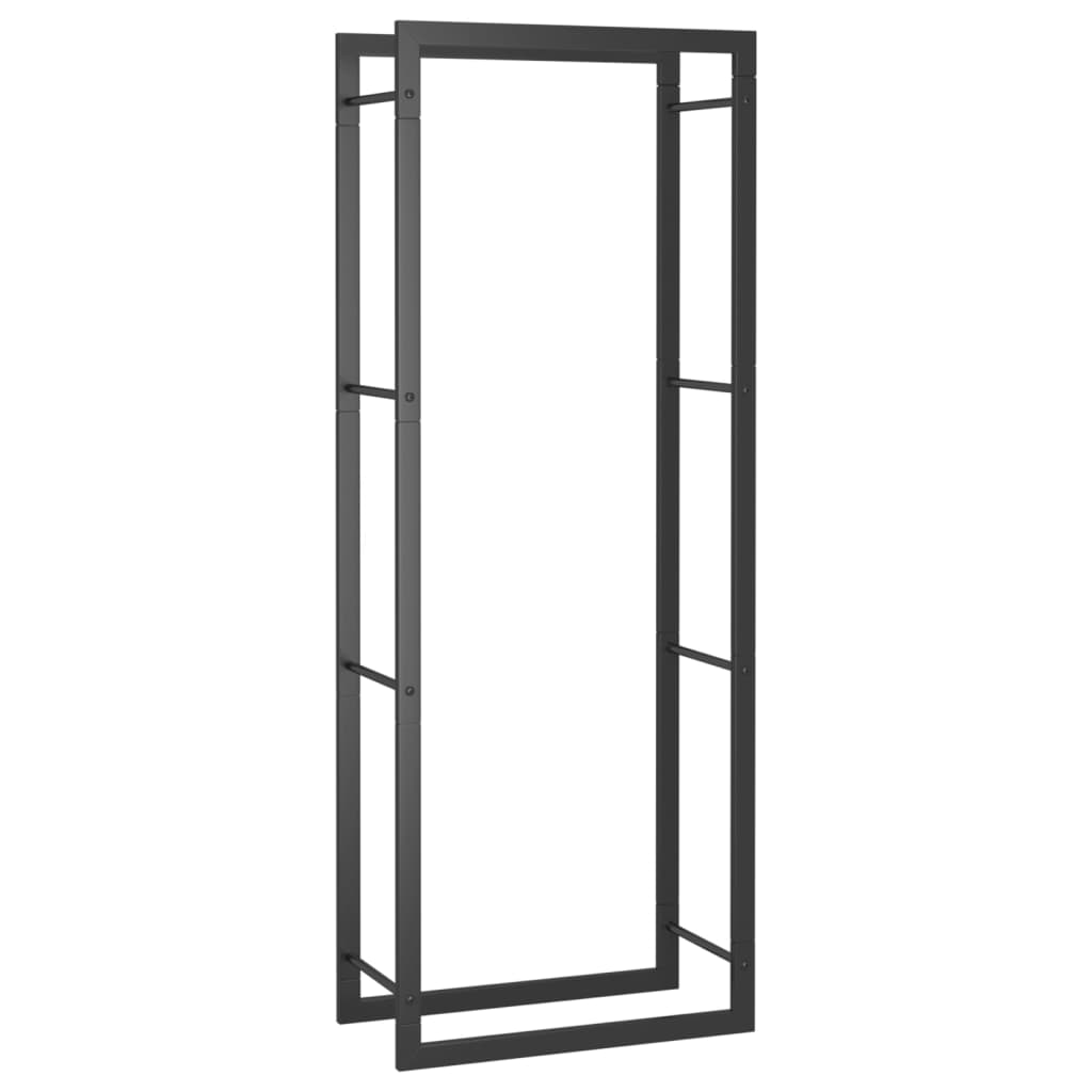 vidaXL Firewood Rack Matt Black 50x28x132 cm Steel