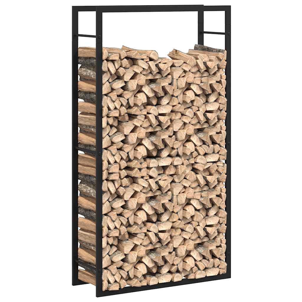 Firewood Rack Matt Black 80x28x154 cm Steel
