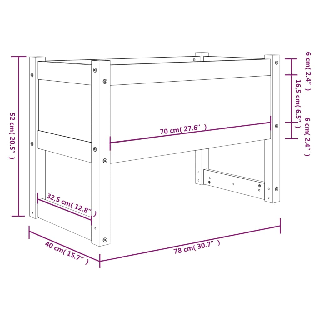 vidaXL Planter White 78x40x52 cm Solid Wood Pine