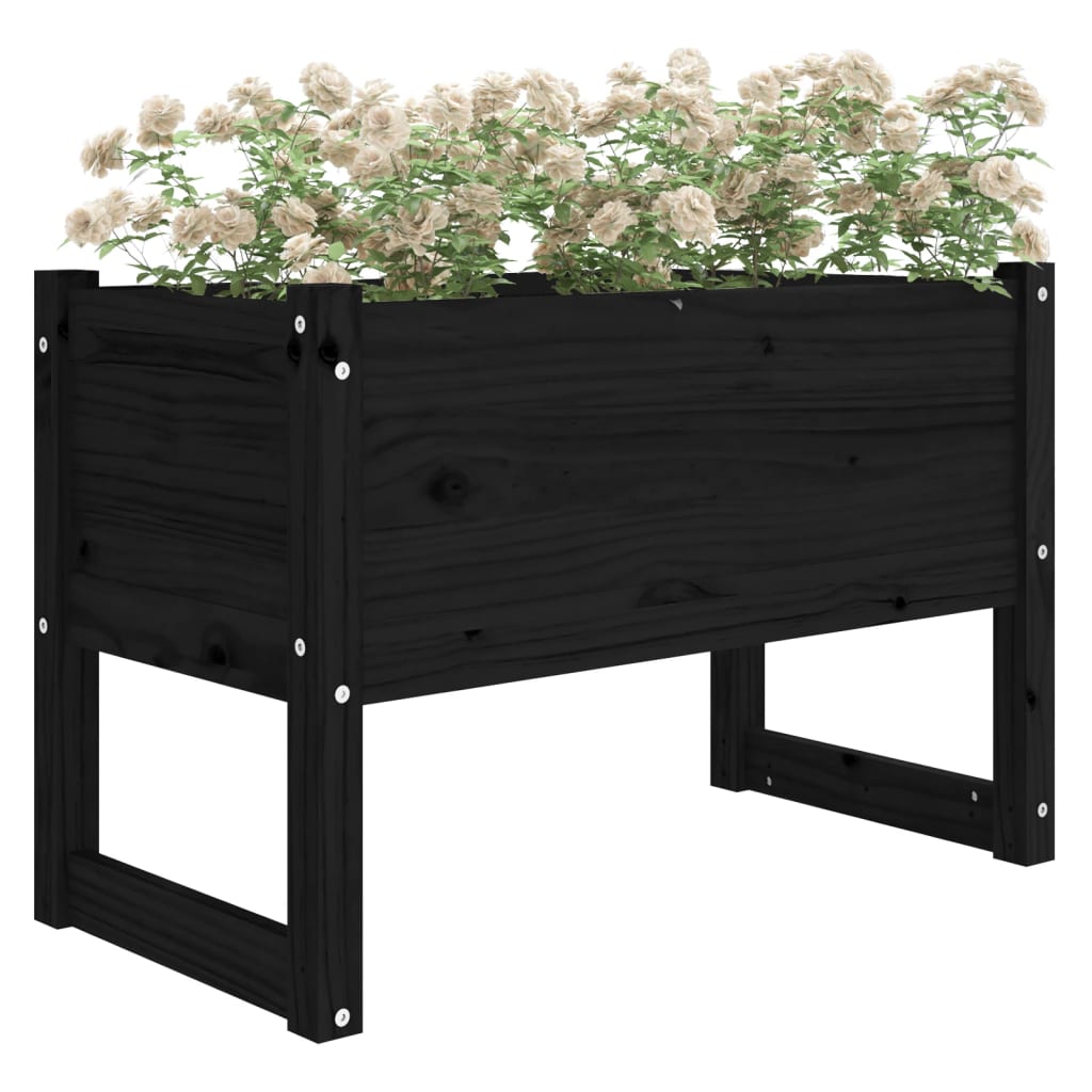 vidaXL Planter Black 78x40x52 cm Solid Wood Pine