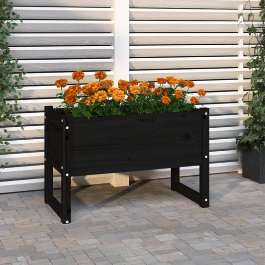 vidaXL Planter Black 78x40x52 cm Solid Wood Pine